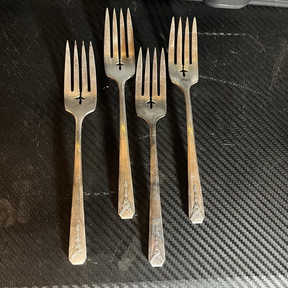 Set of 4 Oneida Community MILADY Silverplate Salad Forks 6-3/8" NICE !